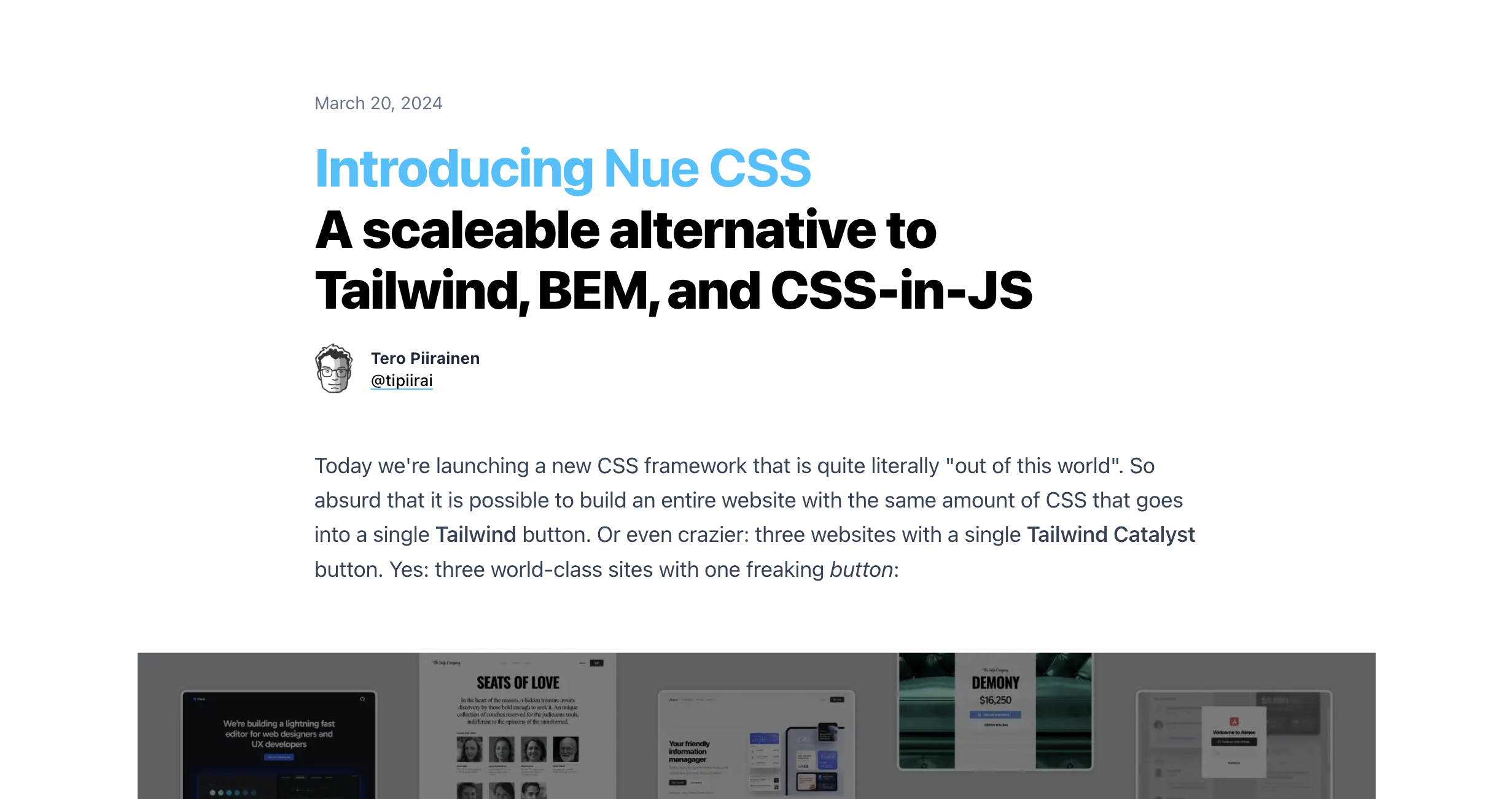 Nue CSS blog post screenshot